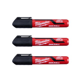 【予約 6月下旬入荷予定】 MILWAUKEE（ミルウォーキー）Milwaukee INKZALL™Large Chisel Tip ジョブサイトマーカー ブラック (3-Pack) マジックペン 48-22-3250