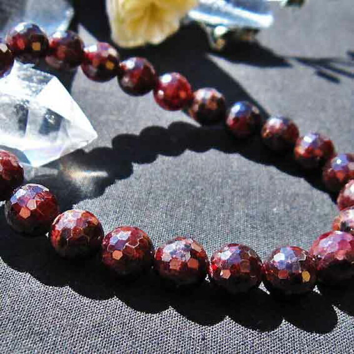 楽天市場】ガーネット ブレスレット 128面カット 8mm garnet bracelet 