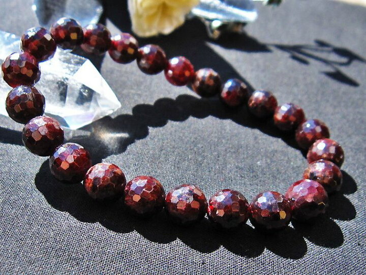 楽天市場】ガーネット ブレスレット 128面カット 8mm garnet bracelet 