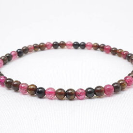 トルマリン ブレスレット 4mm ミックストルマリン ブレス 電気石 Tourmaline bracelet パワーストーン 天然石 一点物 [送料無料] 211-937