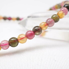 トルマリン ブレスレット 4mm Tourmaline bracelet ミックストルマリン ブレス 電気石 パワーストーン 天然石 一点物 [送料無料] 211-941