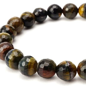 ミックスタイガーアイ ブレスレット 128面カット 8mm Tigers eye 虎目石 ブレス bracelet タイガーイスアイ ランダム発送 メール便可 [M便 1/10] 711-89