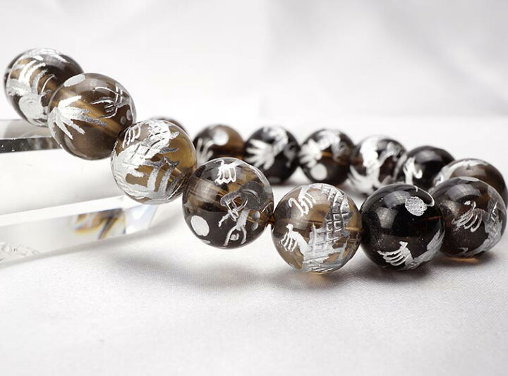 楽天市場】スモーキークォーツ ブレスレット 12mm 手彫り龍 bracelet 