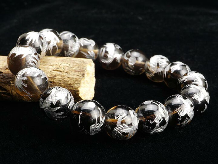 楽天市場】スモーキークォーツ ブレスレット 12mm 手彫り龍 bracelet 