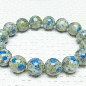 K2ストーン アズライトイングラナイト ブレスレット 12mm azurite in granite K2アズライト 藍銅鉱入り花崗岩 bracelet K2ブルー ブレス メンズ レディース 一点物 [送料無料] 111-3628