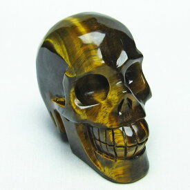 イエロータイガーアイ ドクロ スカル 卓上 置物 タイガーアイ Tigers eye 虎目石 手彫り インテリア ornament 送料無料 一点物 154-31