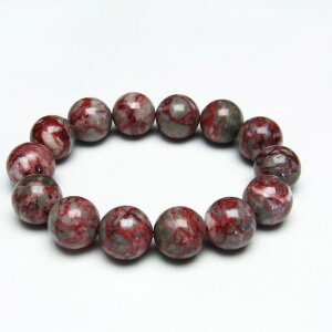 \お買い物マラソンPT5倍!/ シナバーインクォーツ ブレスレット 15mm 朱砂 cinnabar bracelet シンシャ 辰砂 シナバークォーツ ブレス ドラゴンブラッド メンズ レディース 一点物 送料無料 111-150