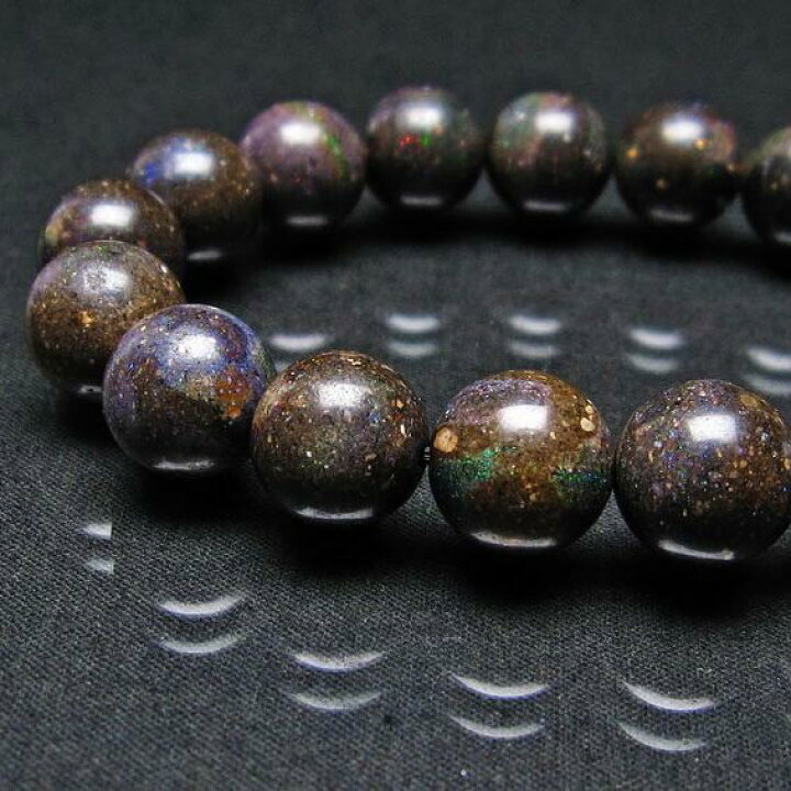 楽天市場】ブラックオパール ブレスレット 12mm Opal ブラック 