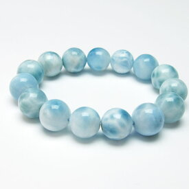 ラリマー ブレスレット 14mm ブルーペクトライト ブレス ソーダ珪灰石 曹珪灰石 larimar pectolite bracelet リラックス メンズ レディース 一点物 送料無料 111-25780