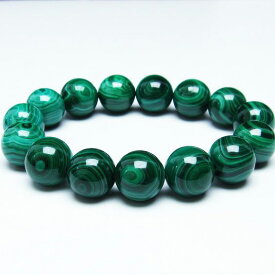 マラカイト ブレスレット 15mm malachite bracelet 孔雀石 ブレス パワーストーン 天然石 一点物 送料無料 111-29395