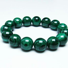 マラカイト ブレスレット 14mm malachite bracelet 孔雀石 ブレス パワーストーン 天然石 一点物 送料無料 111-29419