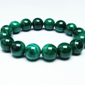 マラカイト ブレスレット 14mm 孔雀石 malachite ブレス bracelet パワーストーン 天然石 一点物 送料無料 111-29424