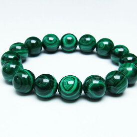 マラカイト ブレスレット 14mm 孔雀石 malachite ブレス bracelet パワーストーン 天然石 一点物 送料無料 111-29430