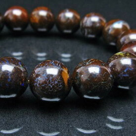 ボルダーオパール ブレスレット 14mm boulder opal bracelet 蛋白石 マトリックスオパール アイアンオパール ブレス オパール パワーストーン 天然石 鉱物 10月の誕生石 一点物 [送料無料] 111-29516