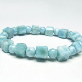 ラリマー ブレスレット 7mm ブルーペクトライト ソーダ珪灰石 larimar ラリマール pectolite ペクトライト bracelet 一点物 送料無料 111-34386