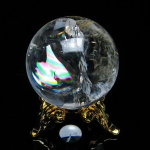 \お買い物マラソンPT5倍!/ アイリスクォーツ 水晶 丸玉 虹入り 24mm 台座付属 水晶玉 スフィア 天然水晶 クリスタル iris すいしょう 浄化用水晶 風水 地鎮祭 一点物 141-5556