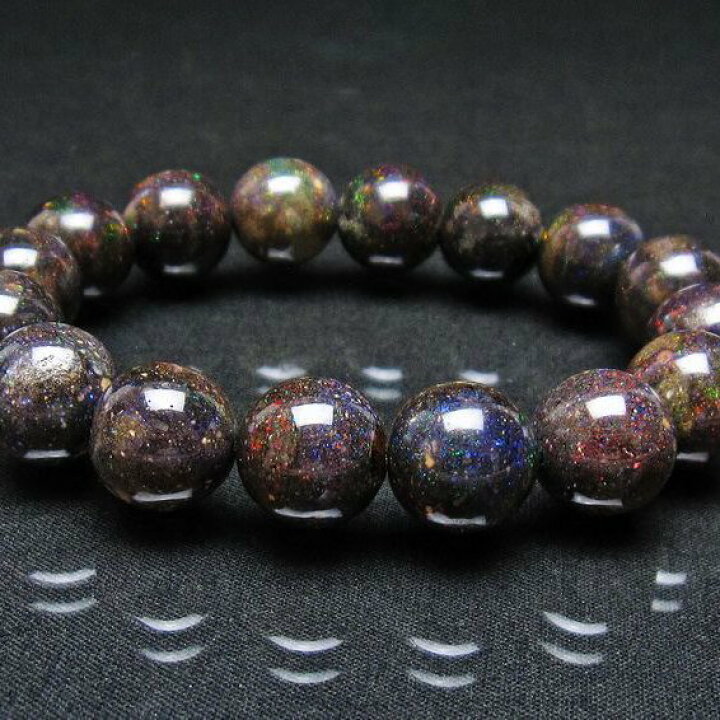 楽天市場】ブラックオパール ブレスレット 13mm ブラックマトリックス  