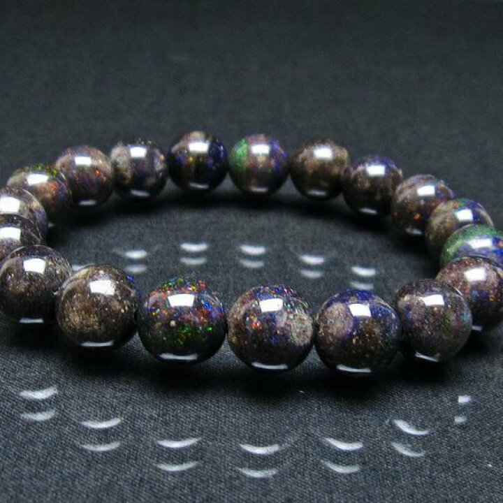 楽天市場】ブラックオパール ブレスレット 10mm ブラックマトリックス  