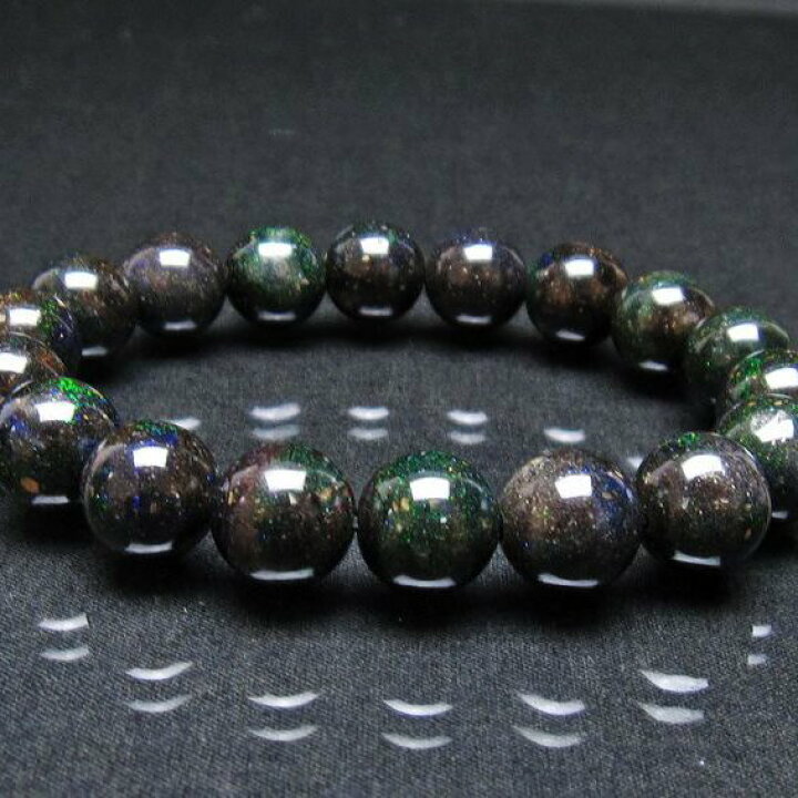 楽天市場】ブラックオパール ブレスレット 12mm ブラックマトリックス 