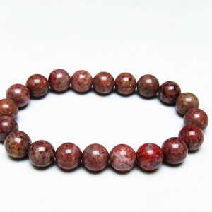 シナバーインクォーツ ブレスレット 10mm シナバークォーツ ブレス 辰砂 シンシャ bracelet 一点物 送料無料 111-44445