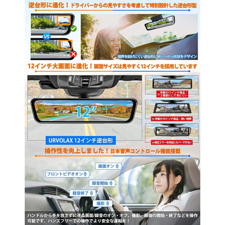 楽天市場】ドライブレコーダー ミラー型 前後 2カメラ 純正ミラー交換 