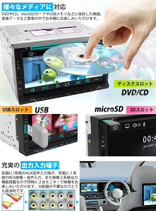 楽天市場】ディスプレイオーディオ 7インチ 2DIN DVD/CD カー 