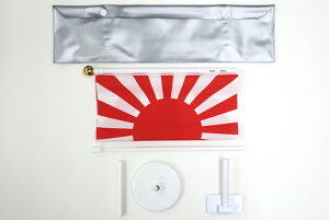 TOSPA 3WAY 旭日旗 海軍旗 セット テトロン 25×37.5cm マグネット取り付け 卓上スタンド 応援手旗の3通りのご利用 日本製