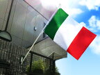 TOSPA イタリア 国旗 DXセット 70×105cm国旗 アルミ合金ポール 壁面設置部品のセット 日本製 世界の国旗シリーズ