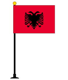 TOSPA アルバニア 国旗 ミニフラッグ 旗サイズ10.5×15.7cm テトロンスエード製 ポール27cm 吸盤のセット 日本製 世界の国旗シリーズ