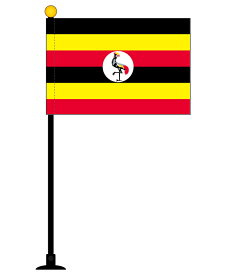 TOSPA ウガンダ 国旗 ミニフラッグ 旗サイズ10.5×15.7cm テトロンスエード製 ポール27cm 吸盤のセット 日本製 世界の国旗シリーズ