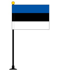 TOSPA エストニア 国旗 ミニフラッグ 旗サイズ10.5×15.7cm テトロンスエード製 ポール27cm 吸盤のセット 日本製 世界の国旗シリーズ