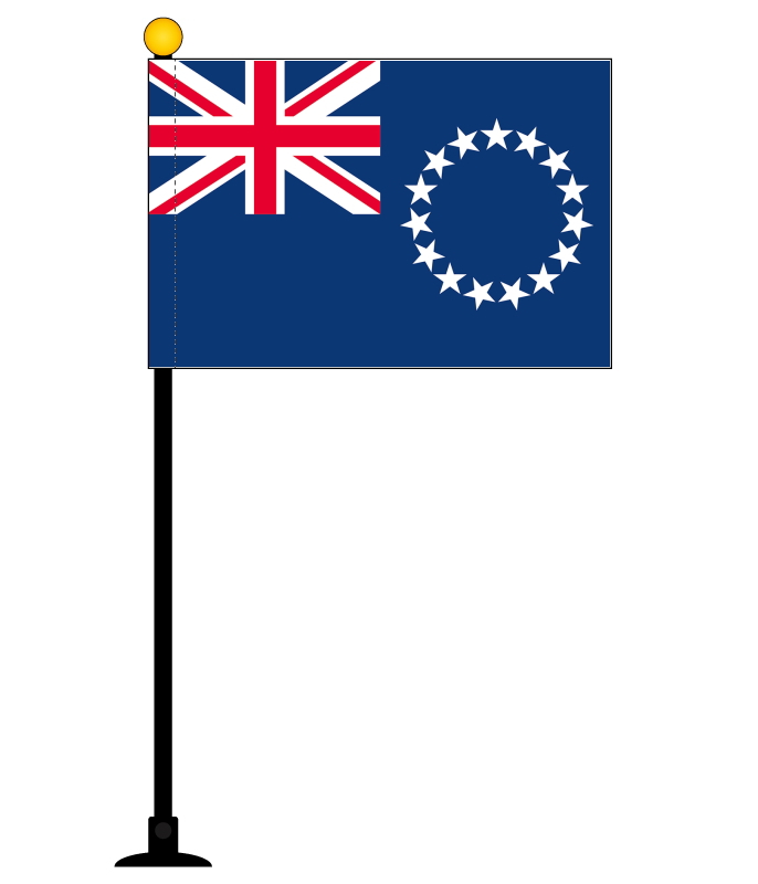 インテリアに最適 激安通販販売 ポール 吸盤付きフラッグ クック諸島 国旗 ミニフラッグ 吸盤のセット 日本製 テトロンスエード製 ポール27cm 旗サイズ10 5 15 7cm 世界の国旗シリーズ
