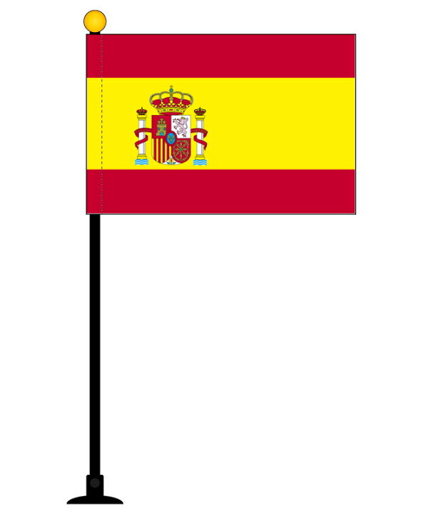楽天市場 スペイン 国旗 紋章入り ミニフラッグ 旗サイズ10 5 15 7cm テトロンスエード製 ポール27cm 吸盤のセット 日本製 世界の国旗シリーズ トスパ世界の国旗販売ショップ