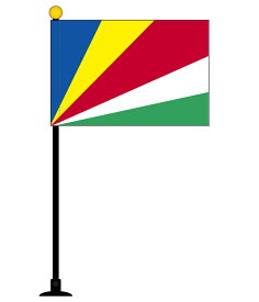 TOSPA セーシェル 国旗 ミニフラッグ 旗サイズ10.5×15.7cm テトロンスエード製 ポール27cm 吸盤のセット 日本製 世界の国旗シリーズ