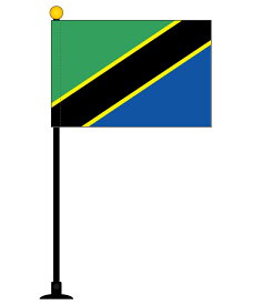 TOSPA タンザニア 国旗 ミニフラッグ 旗サイズ10.5×15.7cm テトロンスエード製 ポール27cm 吸盤のセット 日本製 世界の国旗シリーズ