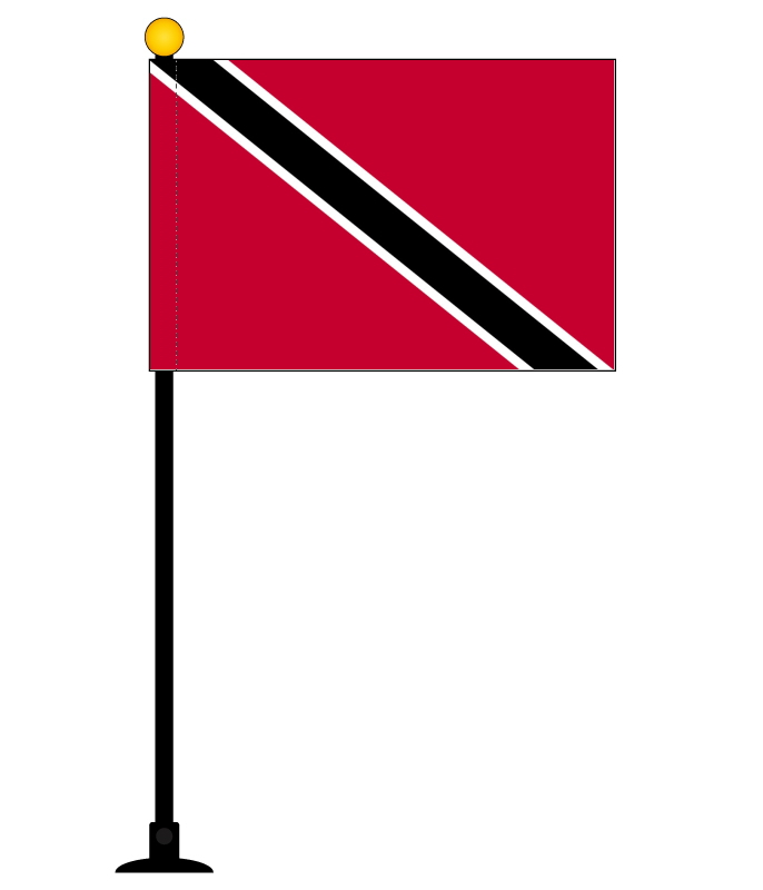 TOSPA トリニダード トバゴ 国旗 ミニフラッグ 旗サイズ10.5×15.7cm テトロンスエード製 ポール27cm  吸盤のセット 日本製 世界の国旗シリーズ