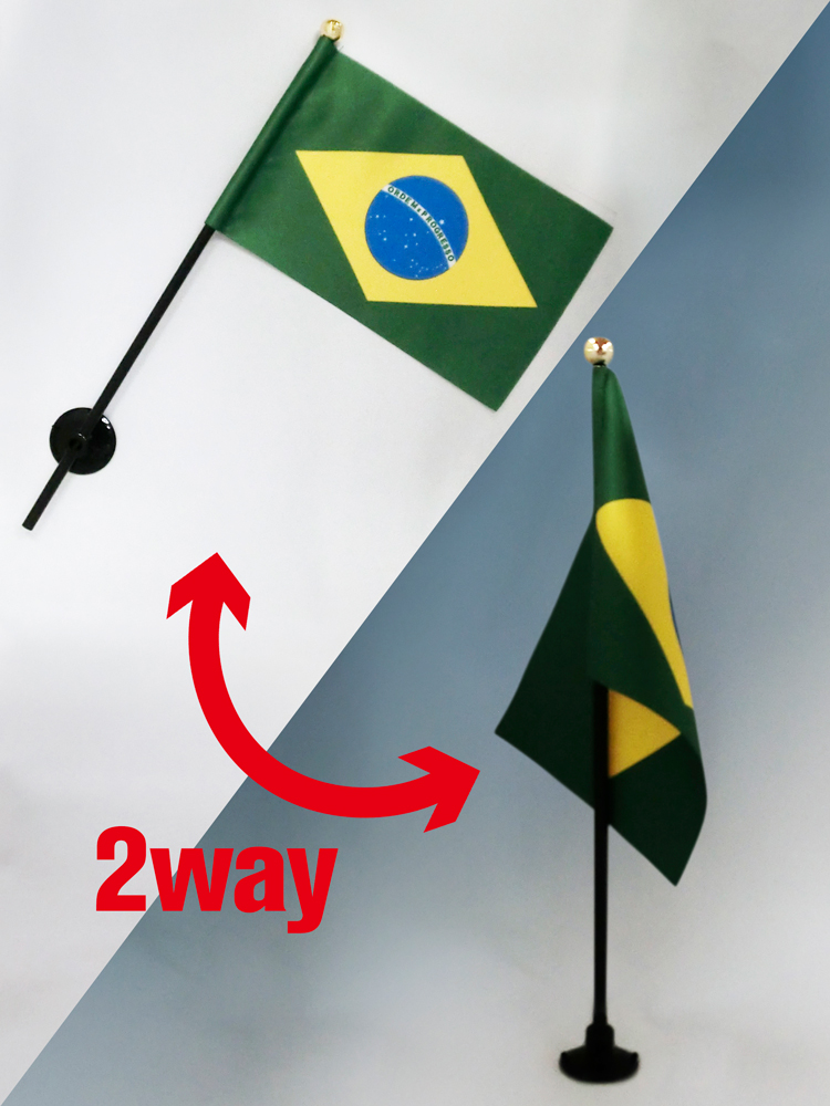 インテリアに最適 ポール 吸盤付きフラッグ ブラジル 国旗 ミニフラッグ 吸盤のセット 日本製 世界の国旗シリーズ テトロンスエード製 定番のお歳暮 旗サイズ10.5×15.7cm 期間限定特別価格 ポール27cm