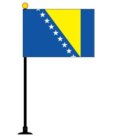 TOSPA ボスニア ヘルツェゴビナ 国旗 ミニフラッグ 旗サイズ10.5×15.7cm テトロンスエード製 ポール27cm 吸盤のセット 日本製 世界の国旗シリーズ