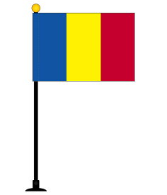 TOSPA ルーマニア 国旗 ミニフラッグ 旗サイズ10.5×15.7cm テトロンスエード製 ポール27cm 吸盤のセット 日本製 世界の国旗シリーズ
