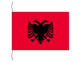 アルバニア　国旗　卓上旗[旗サイズ：16×24cm アクリル生地]