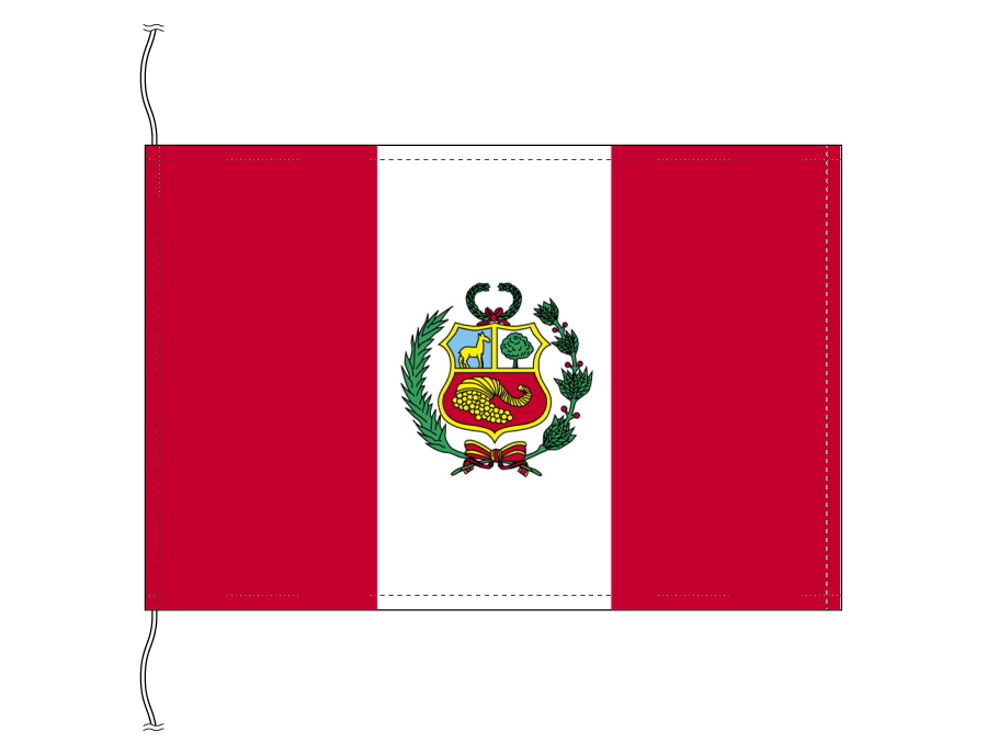 TOSPA ペルー 国旗 紋章入り 卓上旗 旗サイズ16×24cm テトロントロマット製 日本製 世界の国旗シリーズ