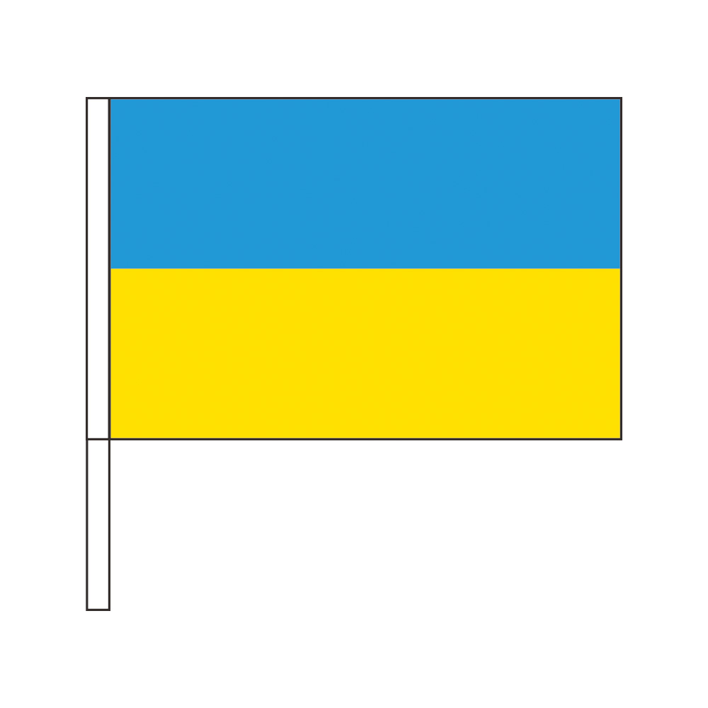 TOSPA ウクライナ 国旗 応援手旗SF 旗サイズ20×30cm ポリエステル製 ポール31cmのセット