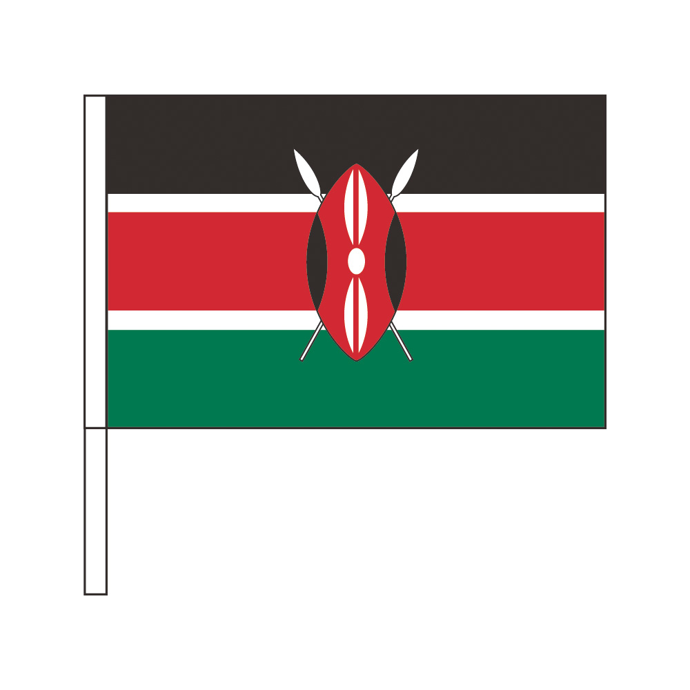 TOSPA ケニア 国旗 応援手旗SF 旗サイズ20×30cm ポリエステル製 ポール31cmのセット トスパ世界の国旗販売ショップ
