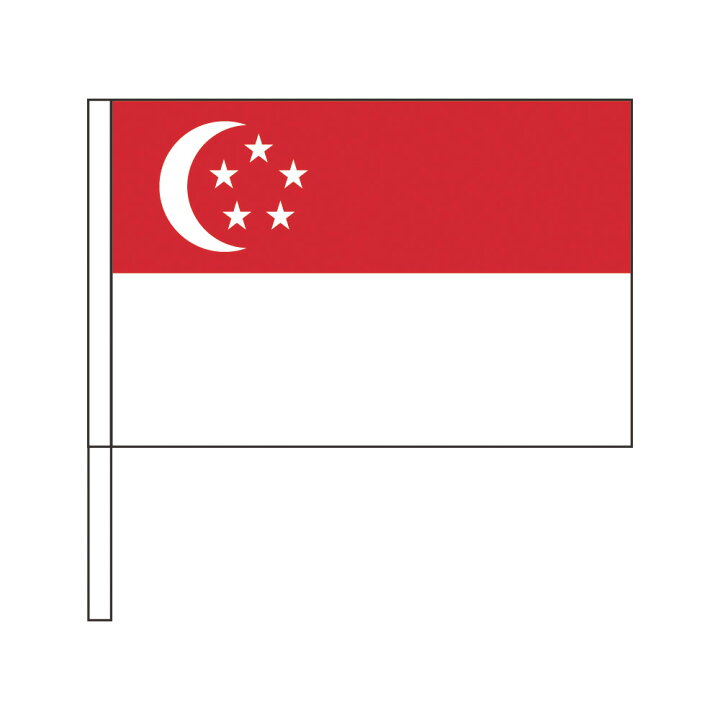 楽天市場 シンガポール 国旗 応援手旗sf 旗サイズ 30cm ポリエステル製 ポール31cmのセット トスパ世界の国旗販売ショップ