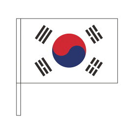 TOSPA 大韓民国 国旗 応援手旗SF 旗サイズ20×30cm ポリエステル製 ポール31cmのセット