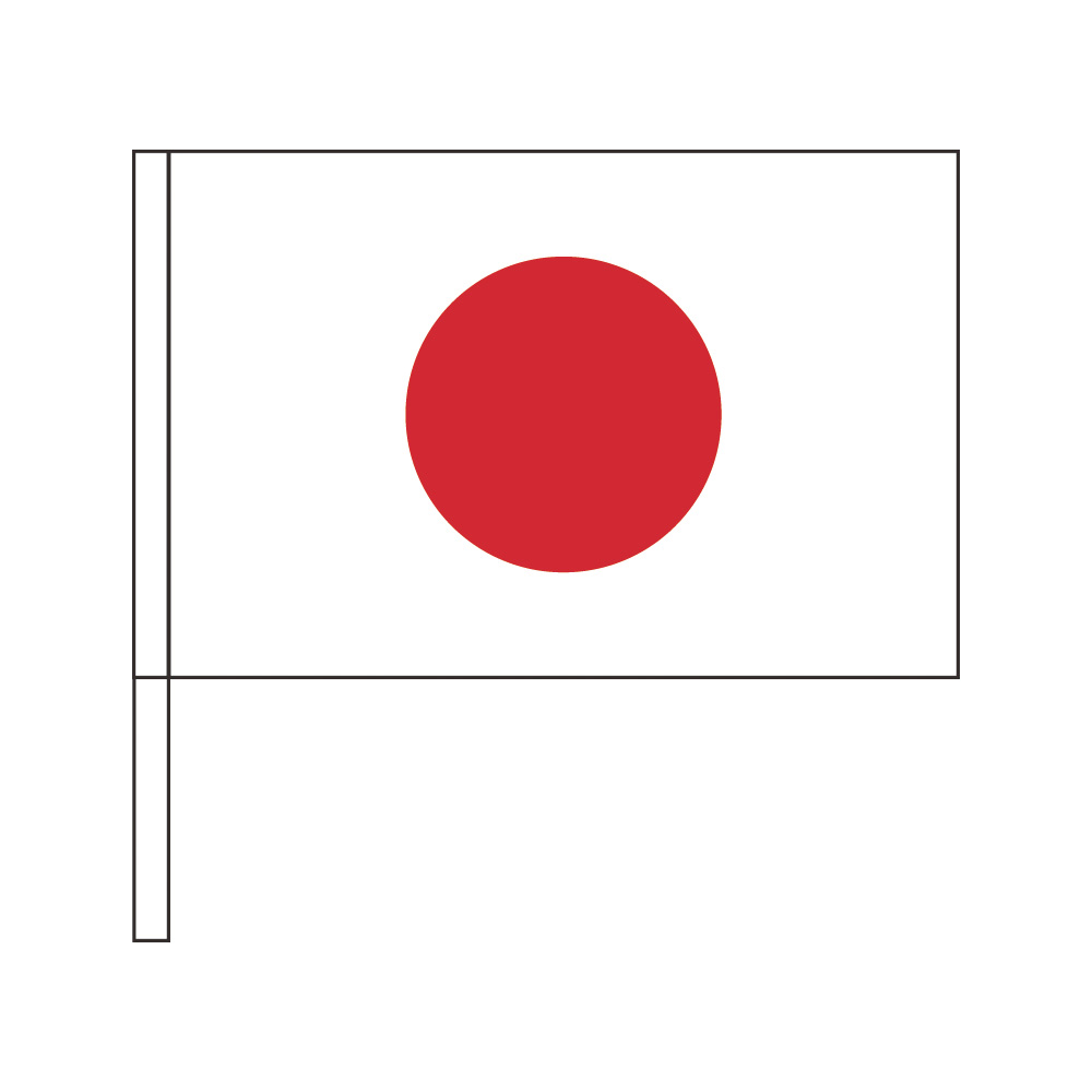 TOSPA 日本 国旗 応援手旗SF 旗サイズ20×30cm ポリエステル製 ポール31cmのセット