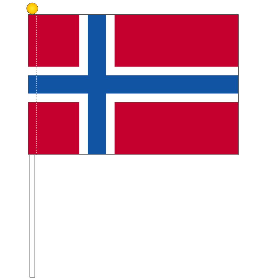 超人気新品 買い物 スポーツの応援に 200ヵ国在庫 ノルウェ－国旗 ポール付き手旗 サイズ25×37.5ｃｍ