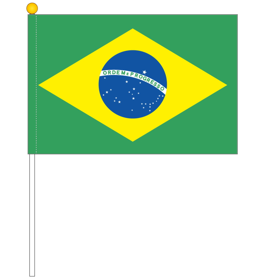 携帯に最適なP-flag 組み立て式ポール付セット ブラジル国旗 ポータブルフラッグ 驚きの価格が実現 テトロン製 旗サイズ25×37.5cm 日本製 世界の国旗シリーズ 新作 人気