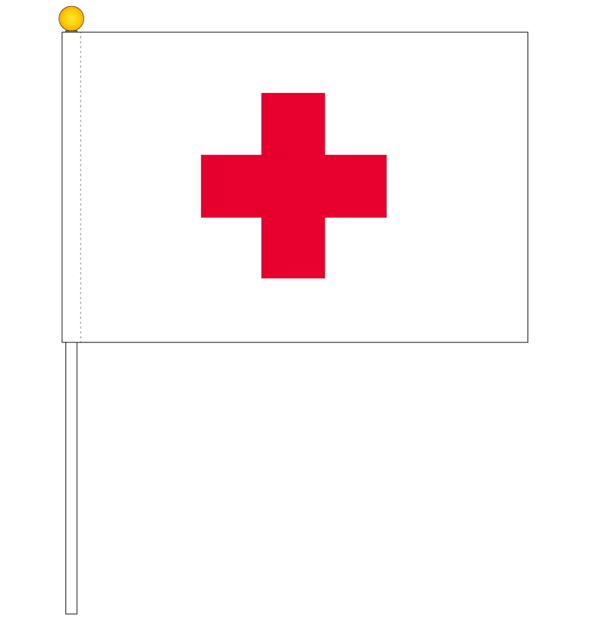 携帯に最適なP-flag 組み立て式ポール付セット 赤十字旗 ポータブルフラッグ 日本製 世界の国旗シリーズ 旗サイズ25×37.5cm 日時指定 人気急上昇 テトロン製