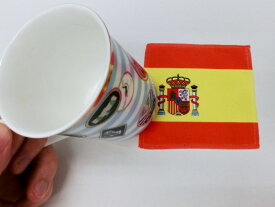TOSPA 世界の国旗 コースター スペイン国旗柄（素早い吸水 速乾のマイクロファイバー生地）ミニメガネ拭き スマホ タブレット レンズクリーナークロス